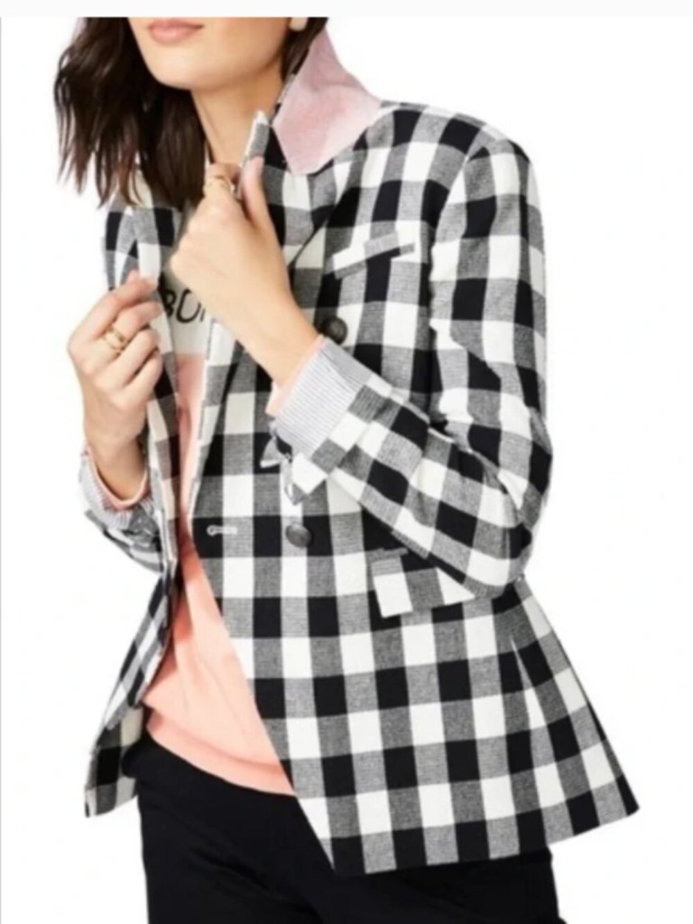NEW Court & Rowe Textured‎ Gingham Cotton Blend Blazer 00